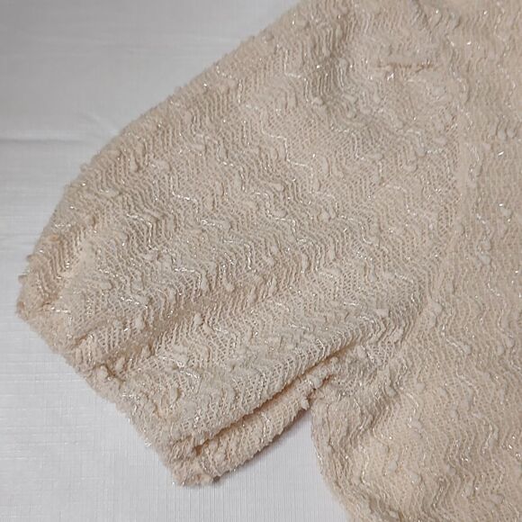 NWT Love Riche Short Sleeve Dress Textured Ivory Boucle Size L - Picture 6 of 8